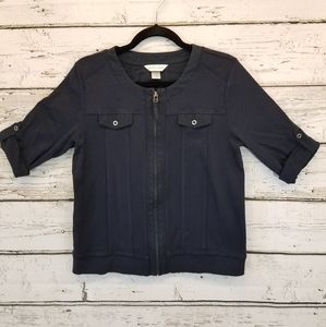 Christopher & Banks Navy Zip-up Top Medium NWOT
